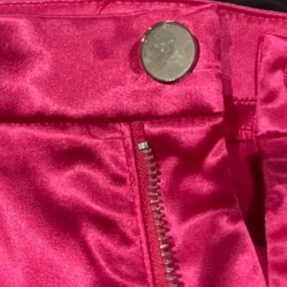 Pink Satin Wide Leg High Waist Shorts - Picture 7 of 8